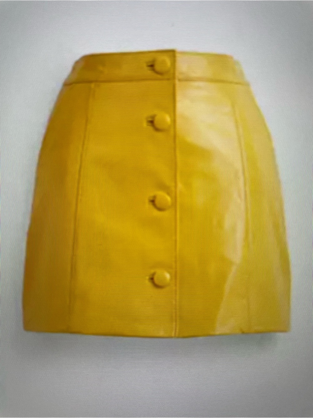 Coach Yellow Button-Front Mini Leather Skirt